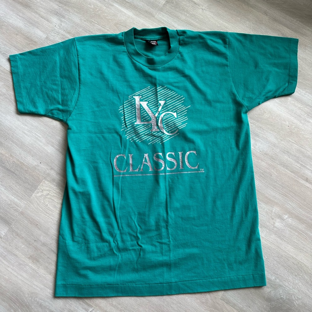 Vintage 80 90's Best Fruit of the Loom Men LYC Classic teal 50/50 T Shirt L